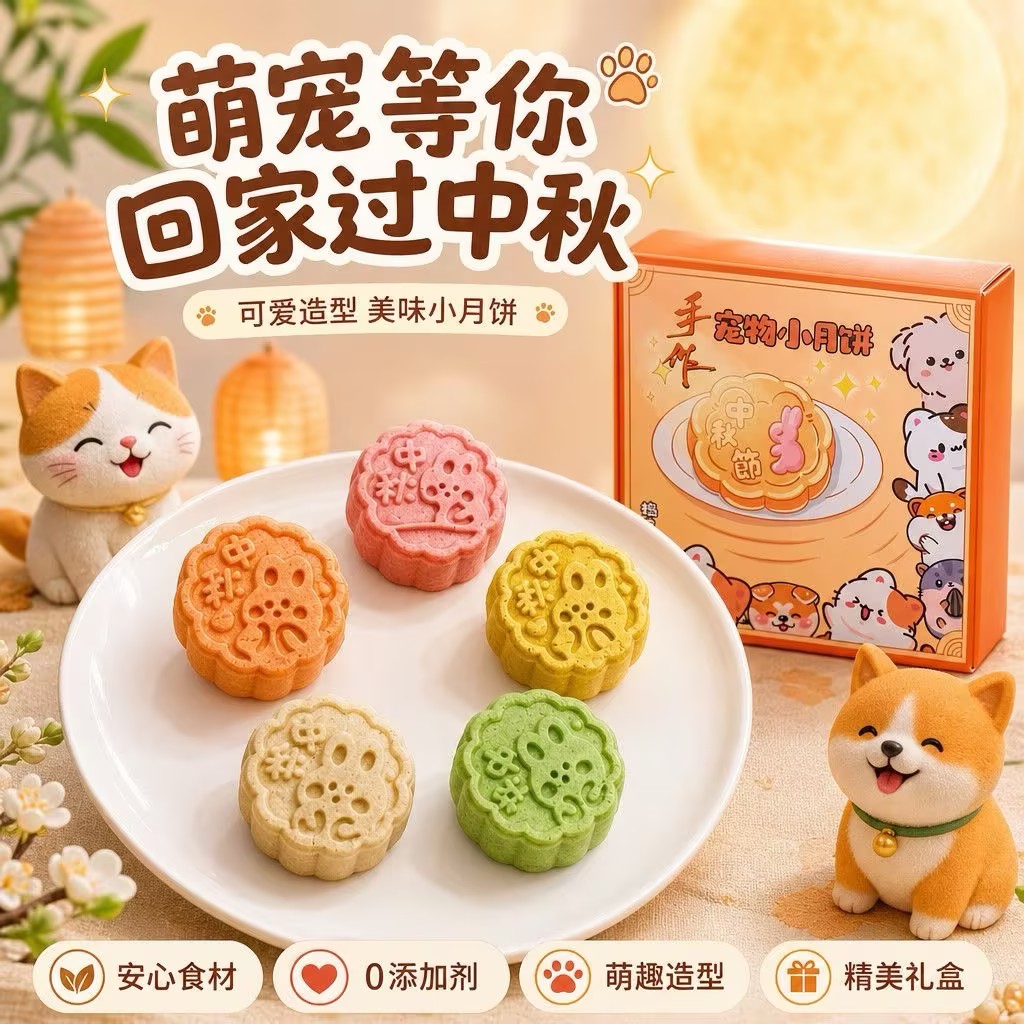 【下单立减50】宠物月饼礼盒猫狗仓鼠通用鸡肉奶酪小月饼可爱造型