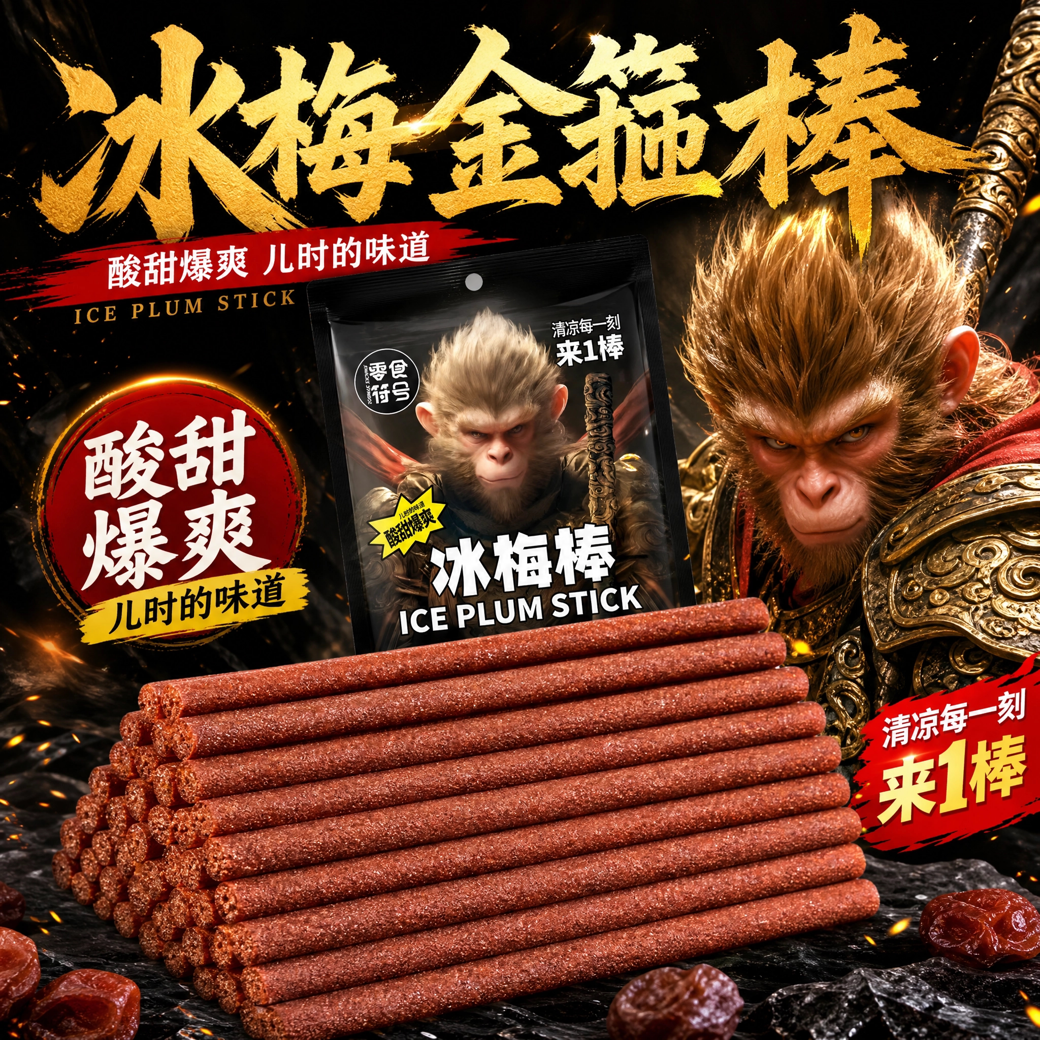 独立装冰梅棒酸梅条怀旧零食
