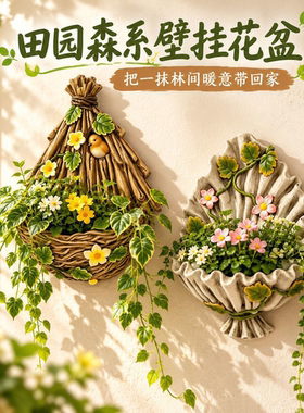 网红鸟巢花盆壁挂阳台多肉