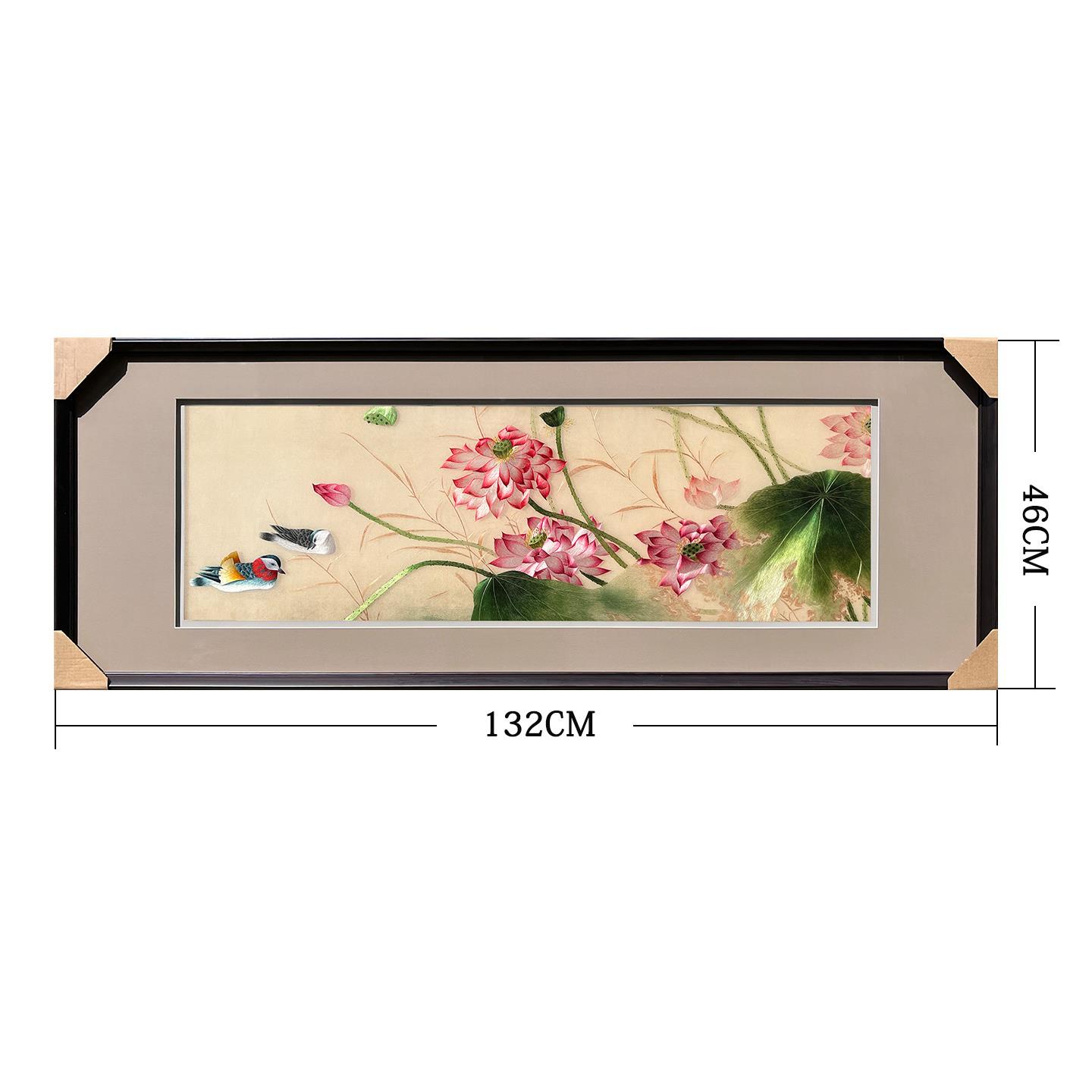 媛艺纯手工刺绣苏绣精品荷花花鸟事事如意客厅办公室卧室挂画送礼