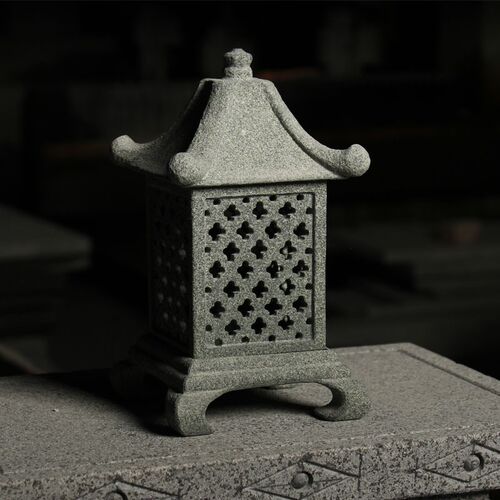 石雕灯笼摆件青石微景观石头灯家居饰品复古小宫灯茶空间石器配套