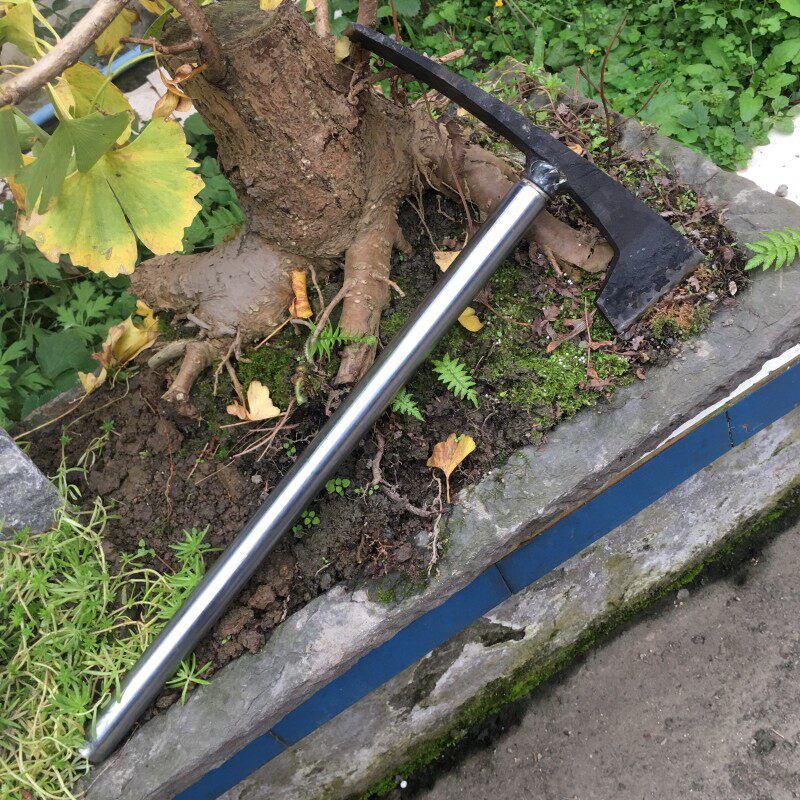 锰钢手工锻打十字洋镐斧镐挖土桩树根盆景工具撬杠多功能便携可拆