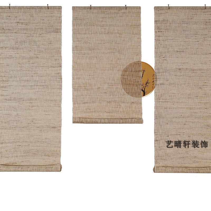 加厚麻帘隔断帘轴画帘客厅挂帘遮挡帘茶室挂帘民宿装窗帘画室装饰