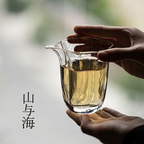 冰晶玻璃花口公道杯 做工加厚玻璃分茶器公杯 功夫茶具茶道配件