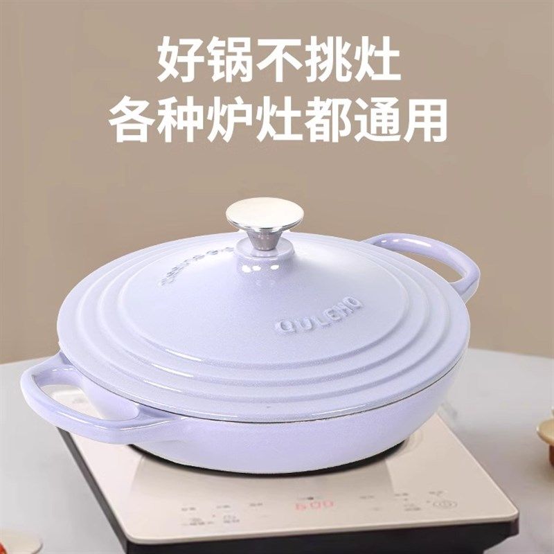 珐琅锅铸铁锅大容量海鲜锅闷焗锅家用炖锅煲汤锅砂锅双耳铁锅炒锅