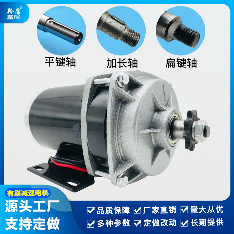 羚鹰24V36V48V500W800W电动车 改装三轮车永磁减速有刷电机马达