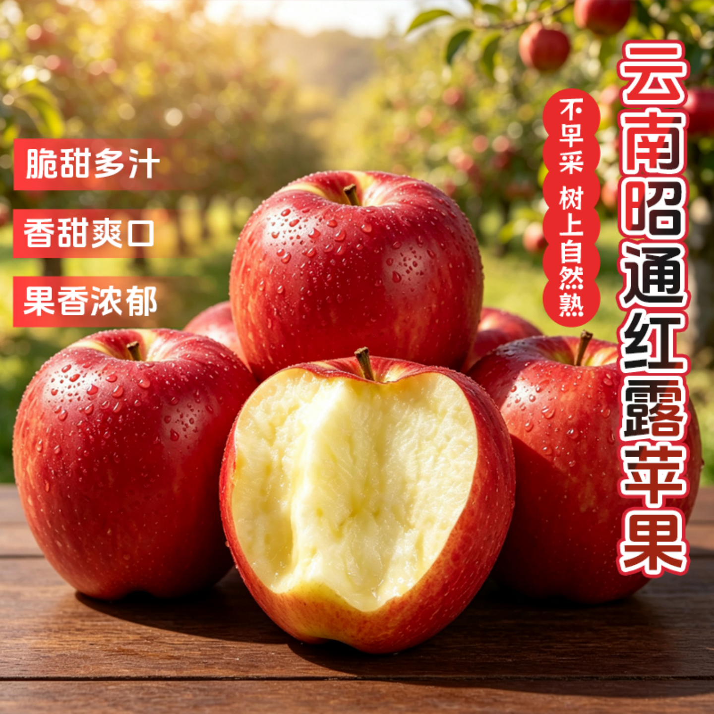 云南昭通红露苹果脆甜多汁果香浓郁核心产区精选好果香甜可口