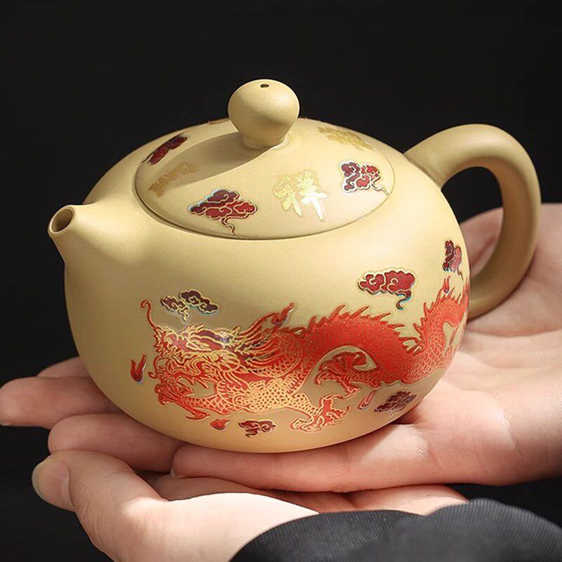 变色黄泥紫砂壶泡茶壶龙凤功夫茶具套装家用办公大号西施壶单壶