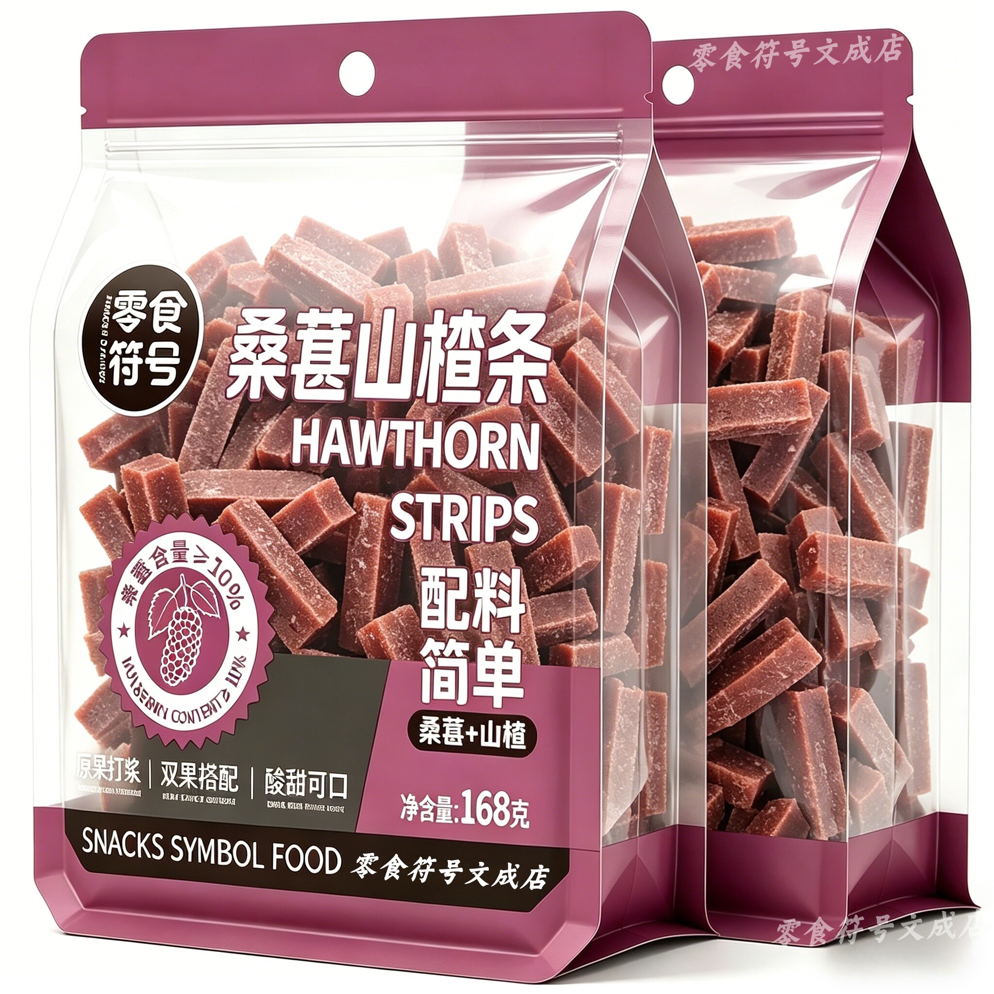 零食符号桑葚山楂条蜜饯168g袋装果糕类制品酸甜开胃果脯休闲零食