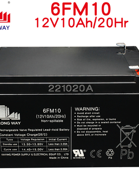 龙威电池6FM10儿童电动车电瓶12V10四轮玩具汽车铅酸蓄电池大容量