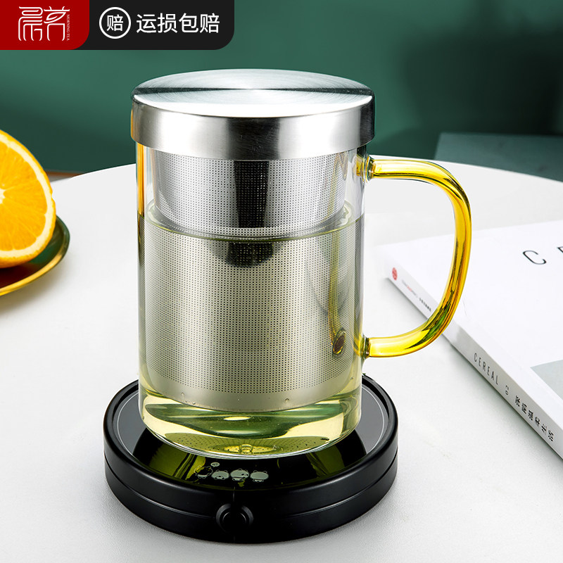 茶水分离杯不锈钢过滤泡茶杯带把大容量耐高温玻璃喝水杯子花茶杯