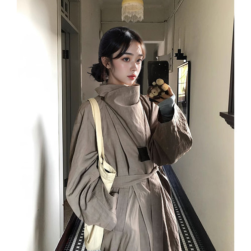 AVANEHOOD高级感廓形长款风衣松弛感极简舒适荡领ROW风宽松外套女