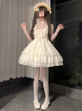 白茉纱裳 法式小飞袖蝴蝶结甜美夏季初恋清新奶甜公主蛋糕连衣裙
