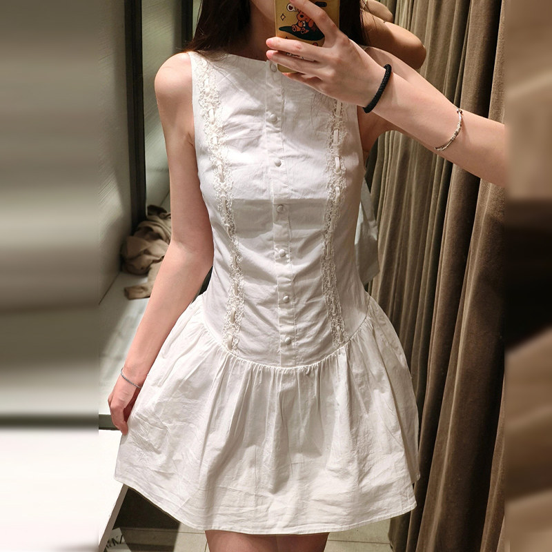 2026新款韩系无袖白色连衣裙子女夏季小个子绝美女生韩系ins衣服