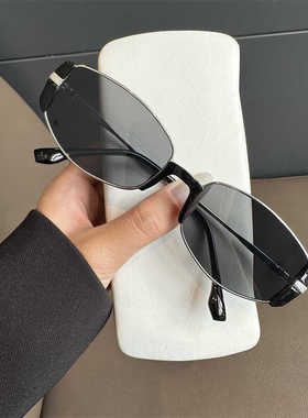 复古古高级感茶窄框墨镜防紫外线