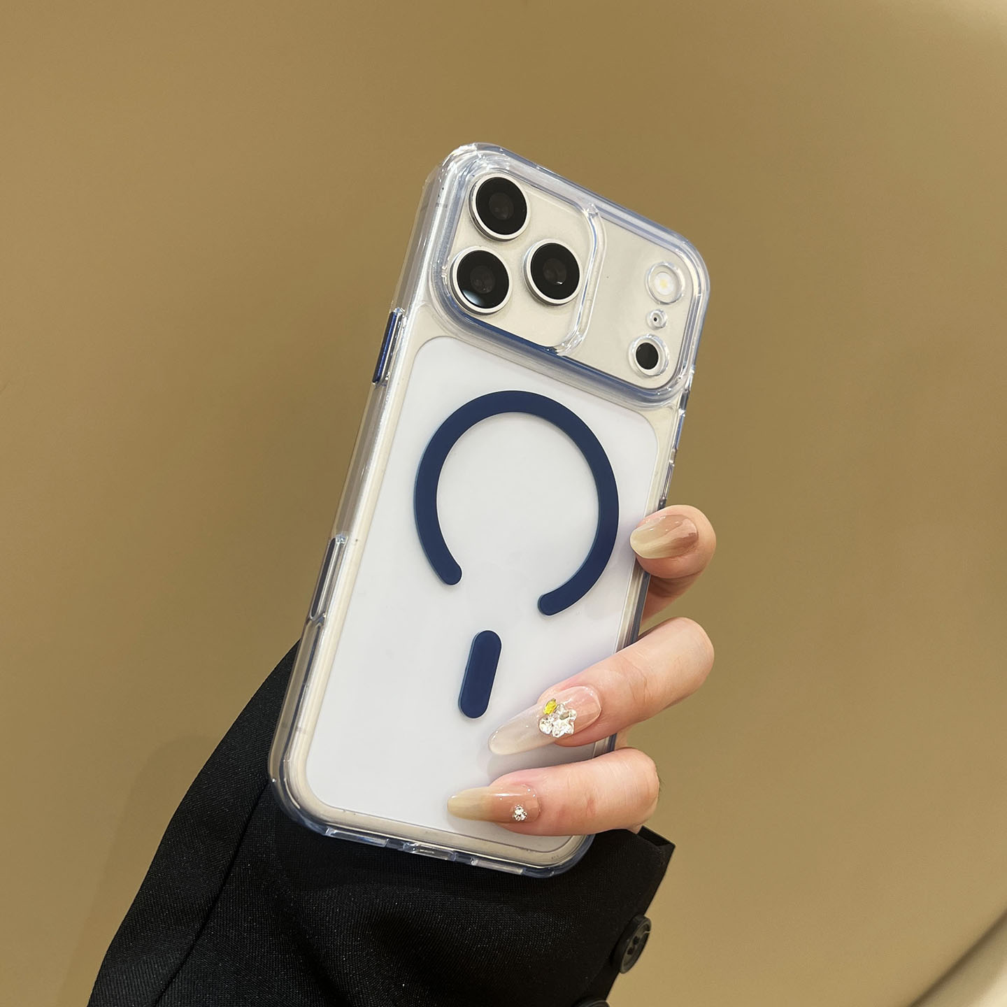 蓝色适用iPhone磁吸防摔手机壳