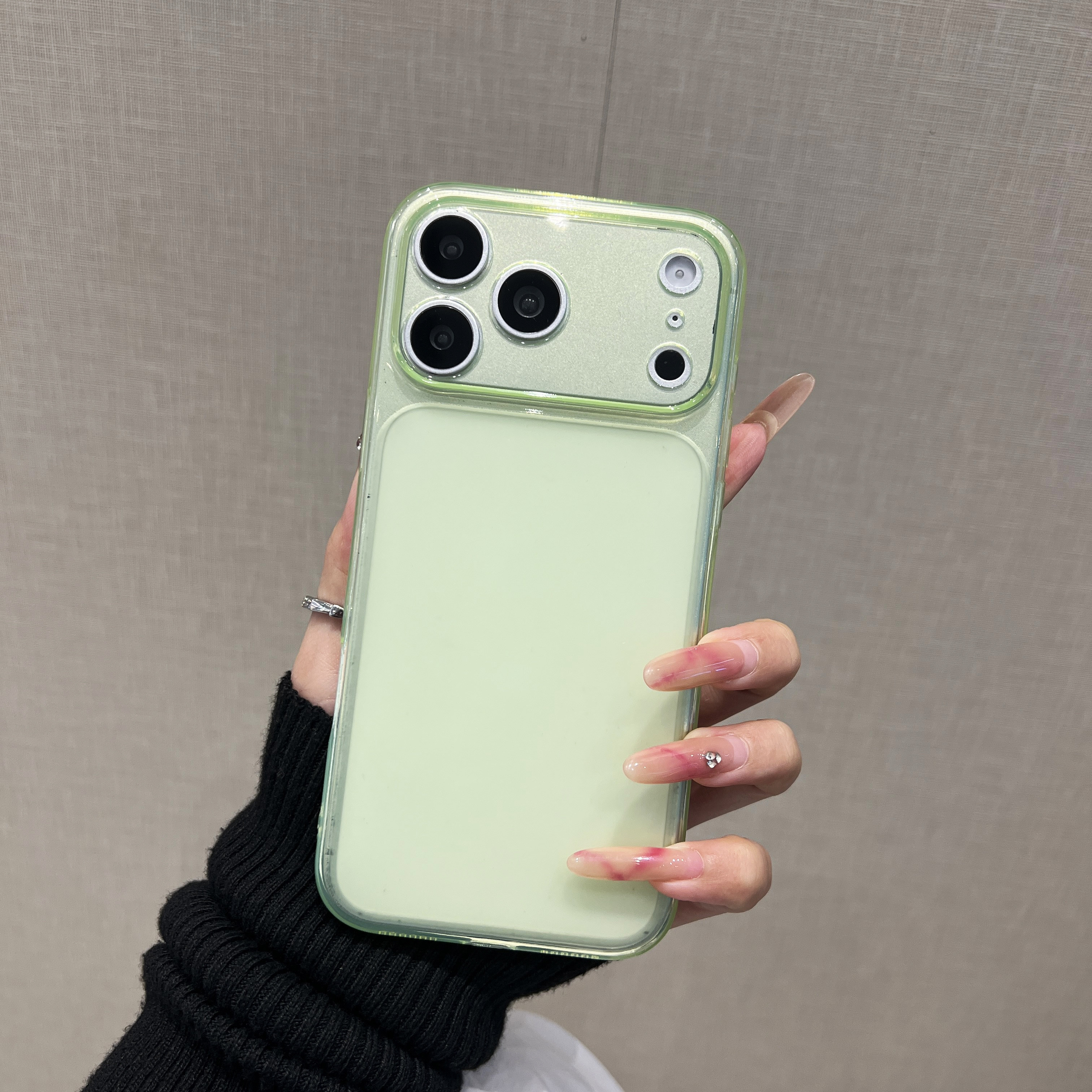 透明绿色大视窗适用苹果17promax手机壳超薄磨砂iphone16pro网红爆款15plus好看14p高级感13全包镜头外壳air
