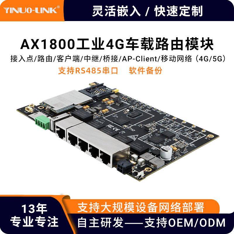 工业级4G无线路由器模块插卡WiFi6转网口DTU透传模组宽压12-35V