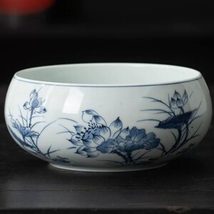 青花瓷烟灰缸高端大气上档次  家用中式手绘多功能 陶瓷果盘 茶洗
