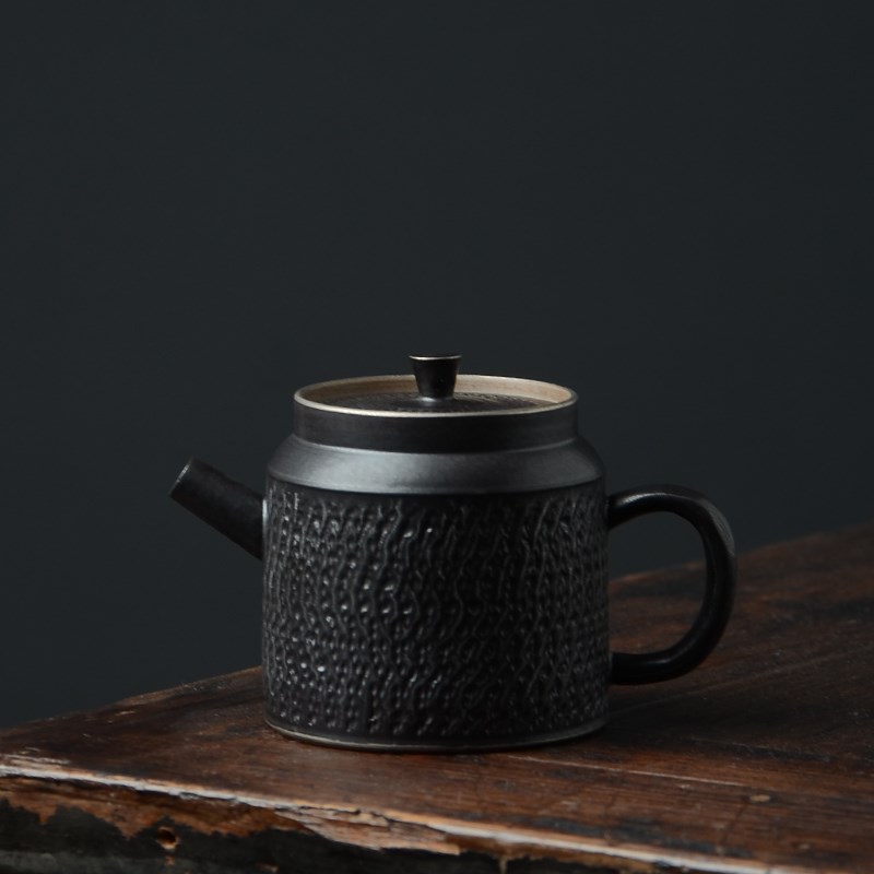 银黑跳刀茶壶粗陶窑变小壶泡茶壶家用功夫茶具复古文人茶器中式