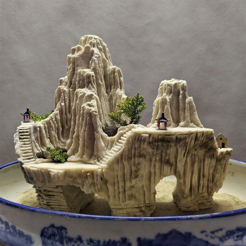 天然吴定石吸水石假山菖蒲桌面摆件意境景观山水盆景绿植一物一拍