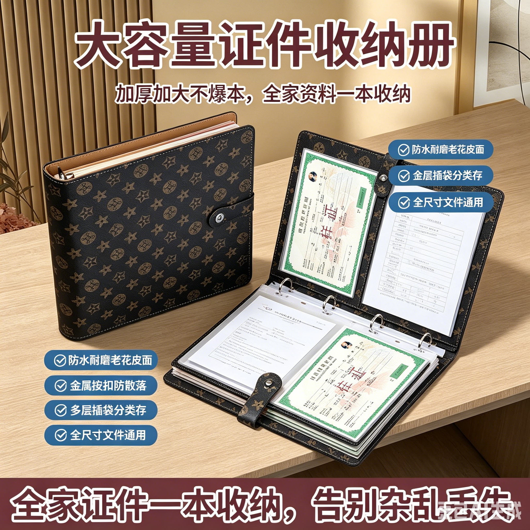 多功能A4证件收纳包可装户口本疫苗本宝宝出生证明护照驾驶证JT①