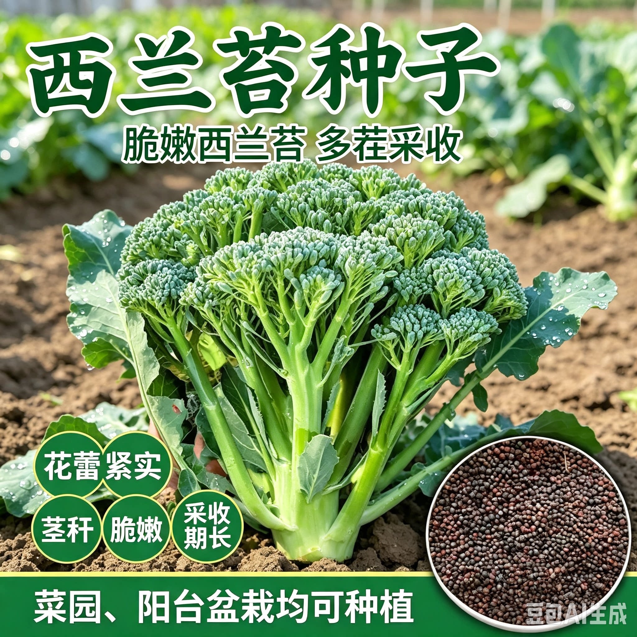 【西兰苔种子】阳台花盆小院盆栽地栽家庭种植MD
