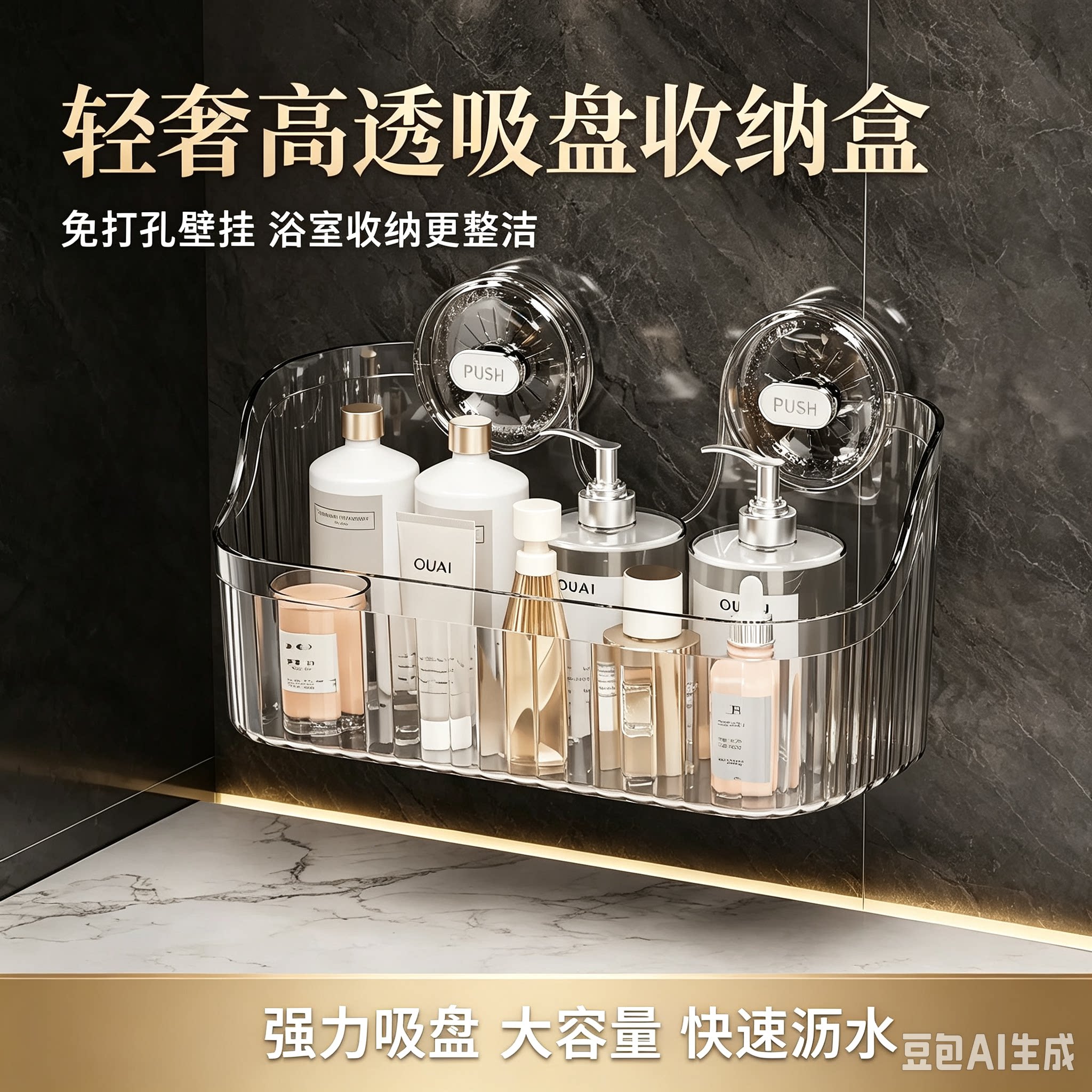 吸盘置物架免打孔壁挂式卫生间浴室洗澡洗漱台厨房收纳盒子JT一