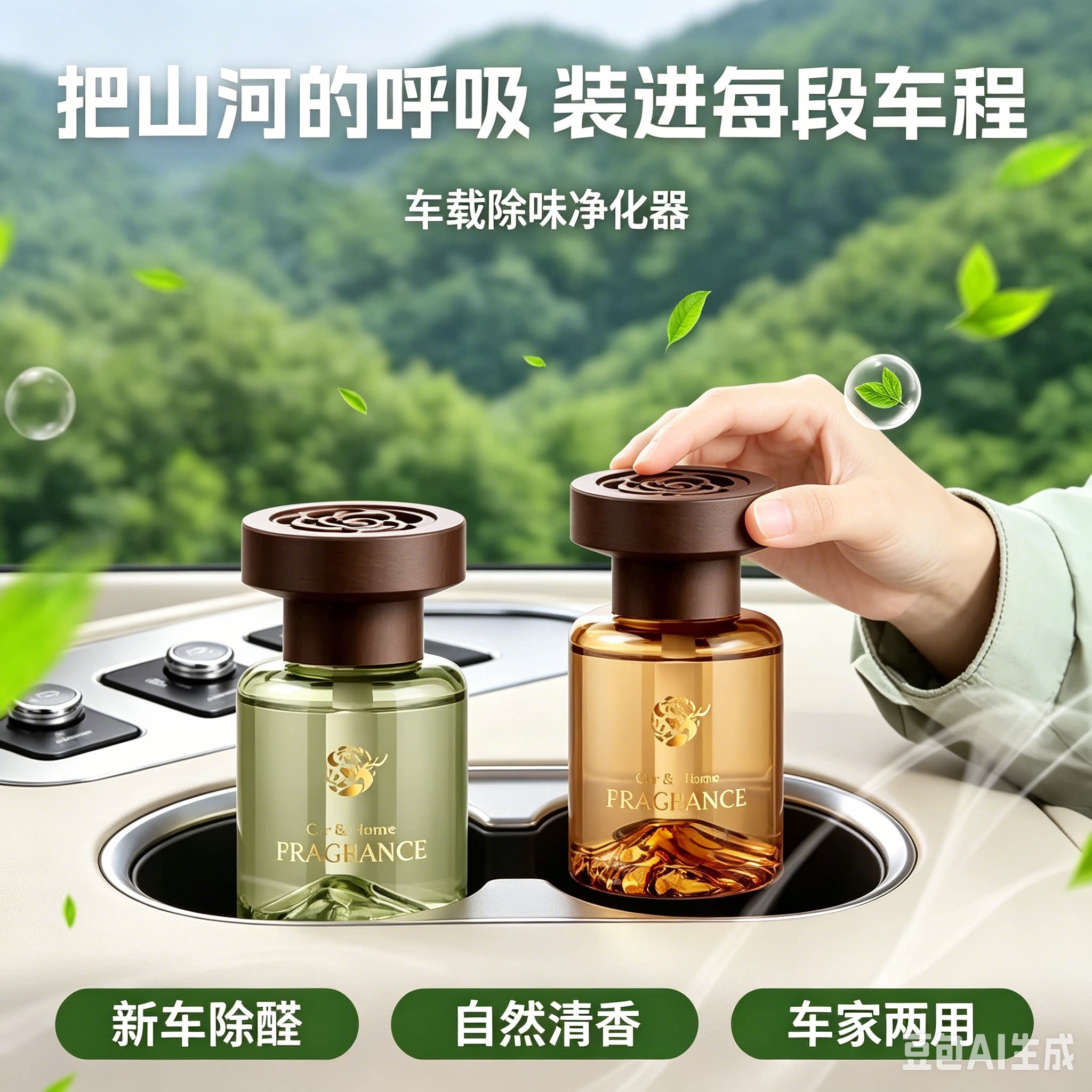 【拍1发3！】观山香薰轻奢质感车载香薰除味摆件持久高级香水HQ6