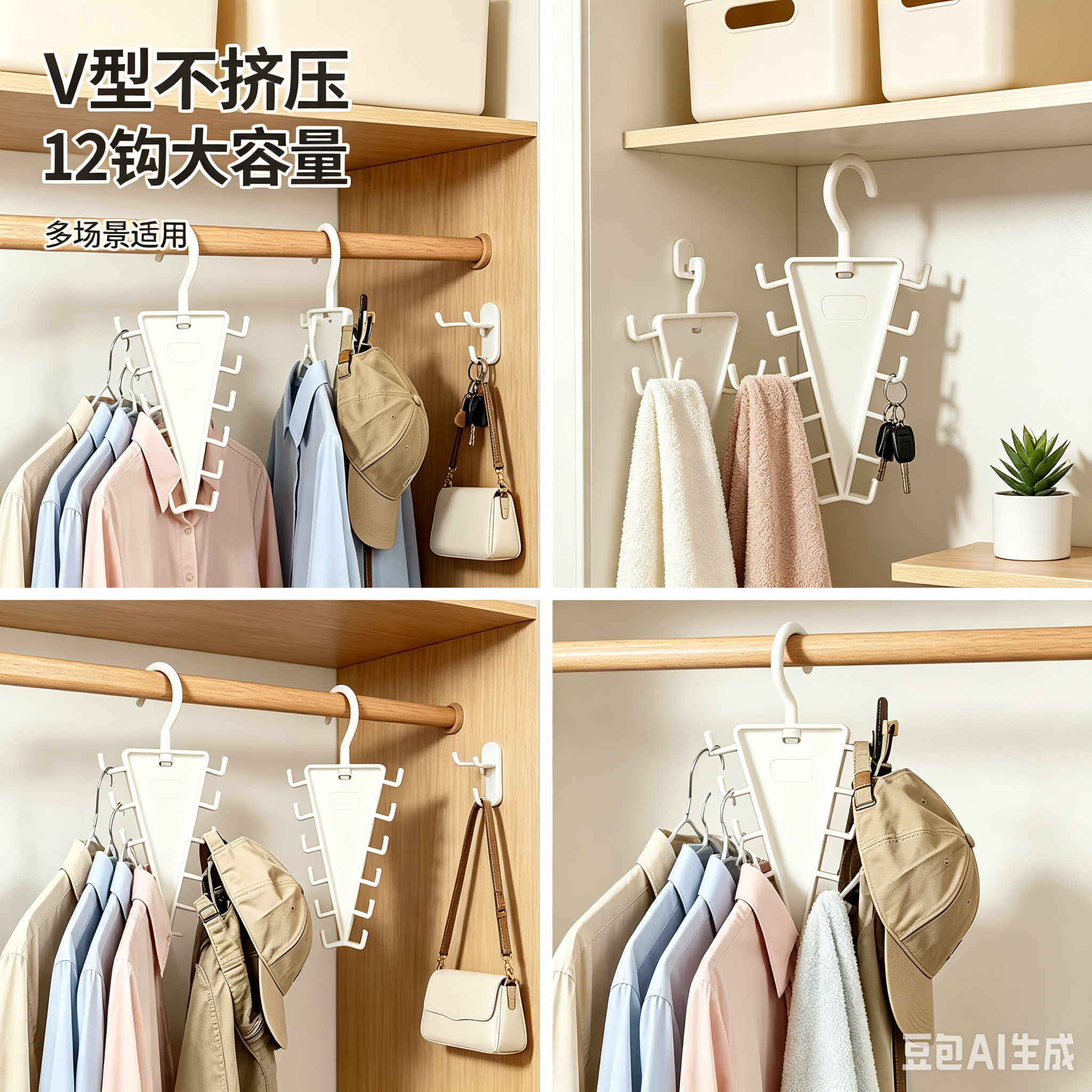 V型双边衣架收纳架卧室衣柜一钩多挂式衣架家用免挤多层衣帽架HQ2