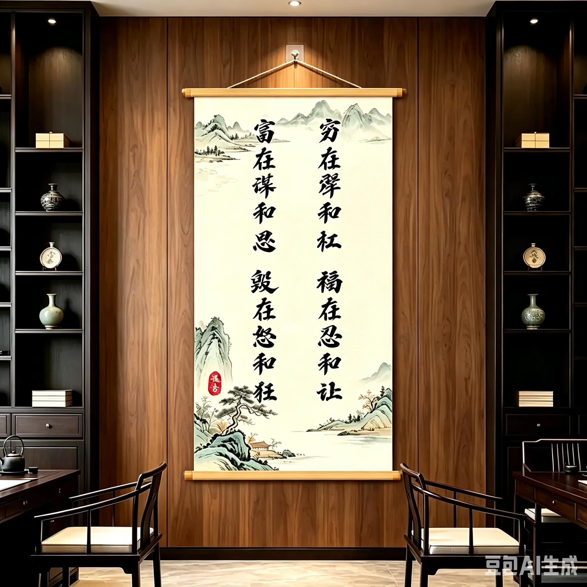 【福在忍和让】新中式励志书法字画挂画书法客厅办公室装饰画xy