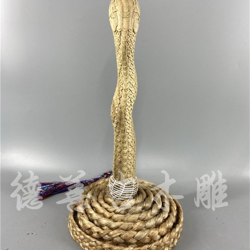 木雕蛇头法鞭绳索香樟木锦雕德善吉法绳法索定做
