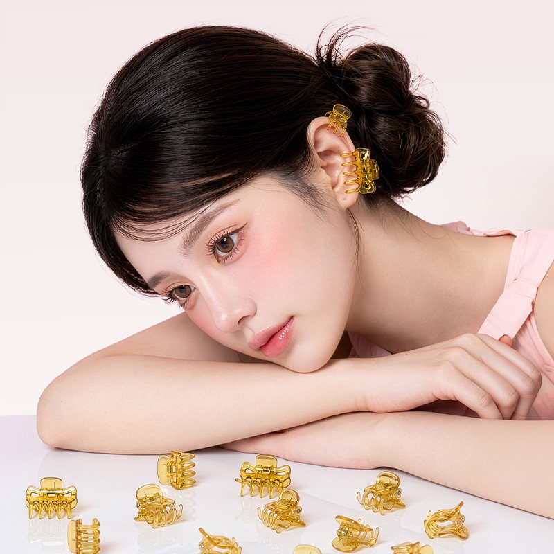 耳穴夹发夹可两用按摩夹发迷你抓夹美容放松半透明洗护美用具