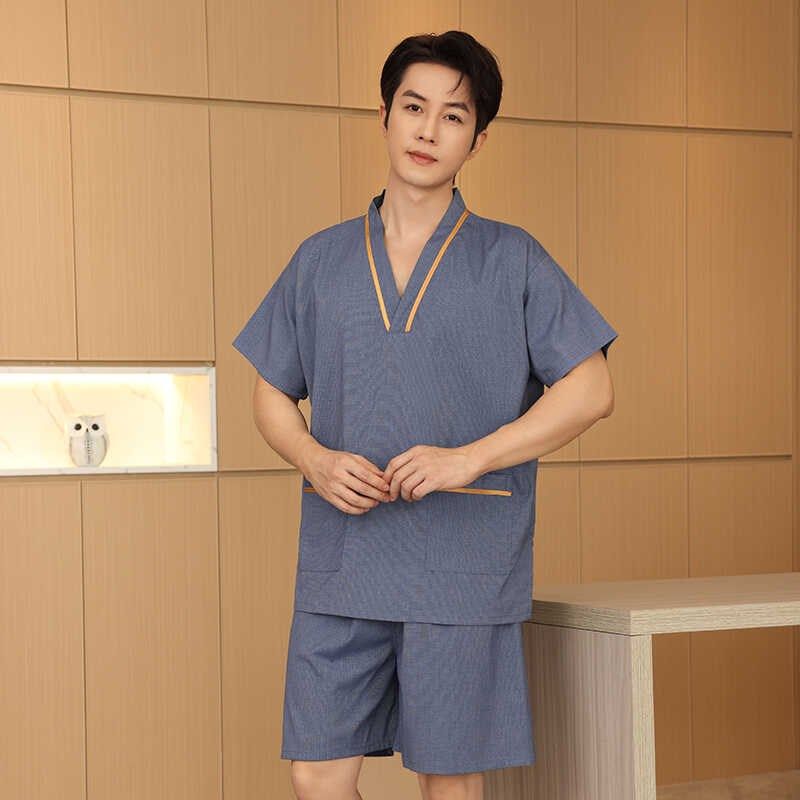 苎麻2024新款汗蒸服男款高档桑拿服女士足疗浴服按摩大码洗浴中心