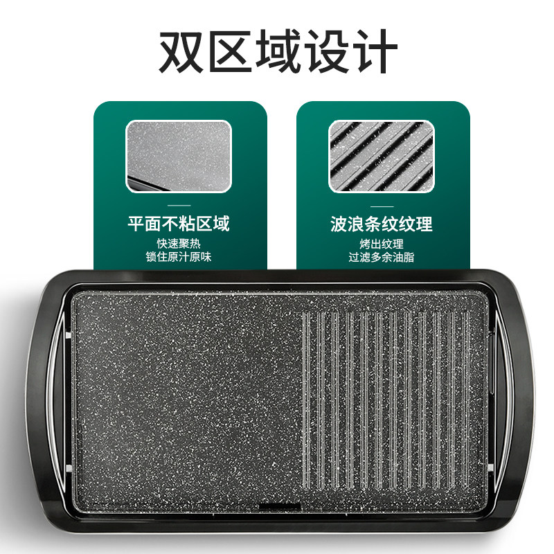 爱宁电烤盘韩式烤肉锅电烤锅多功能电热锅不粘铁板烧盘无烟烤肉机