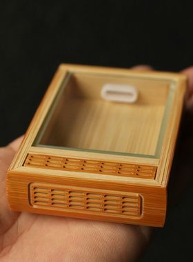 十几年老玉竹纯手工精工榫卯结构镜面打磨大号黄蛉盒带音响竹虫具