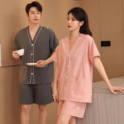 棉质艾灸服肩开袖开针灸理疗服套装男女情侣按摩足疗服大码刮痧推