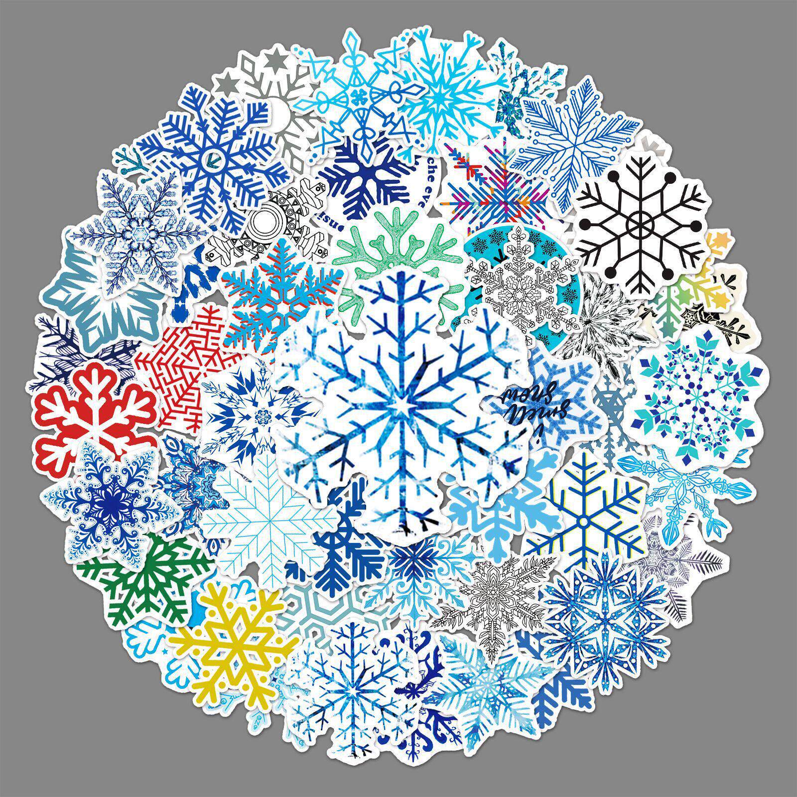 50张个性五彩雪花时尚涂鸦创意行李箱笔记本电脑汽车跨境装饰贴纸