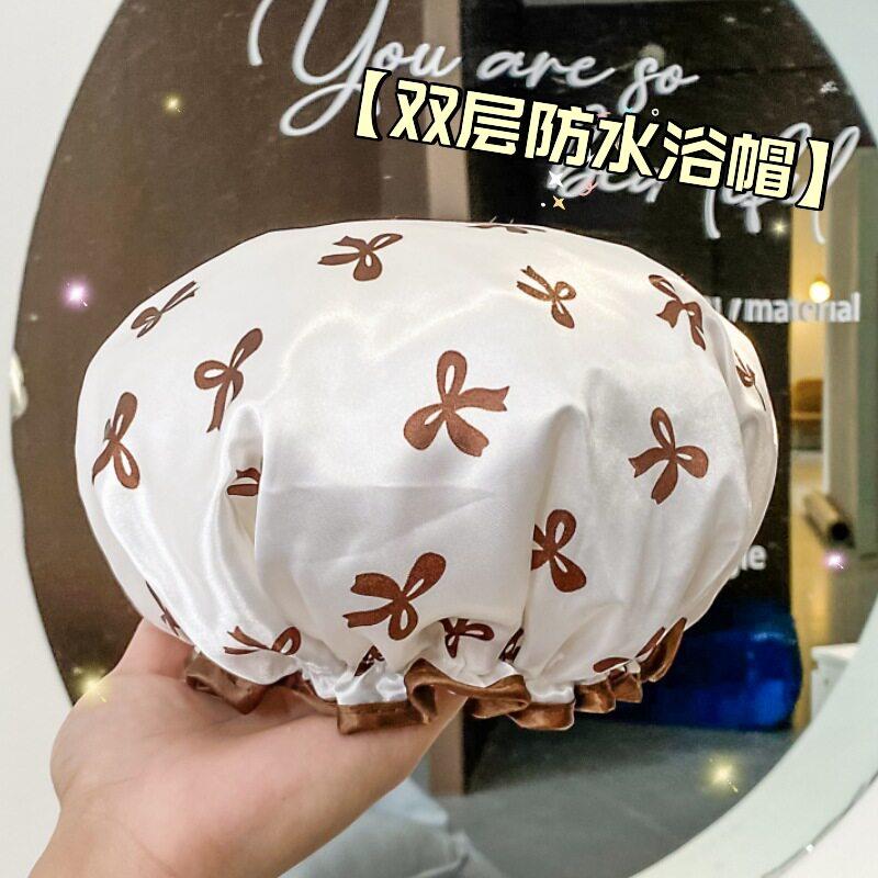 防水浴帽新款双层加厚儿童成人发膜洗澡淋浴专用帽厨房防油烟发套