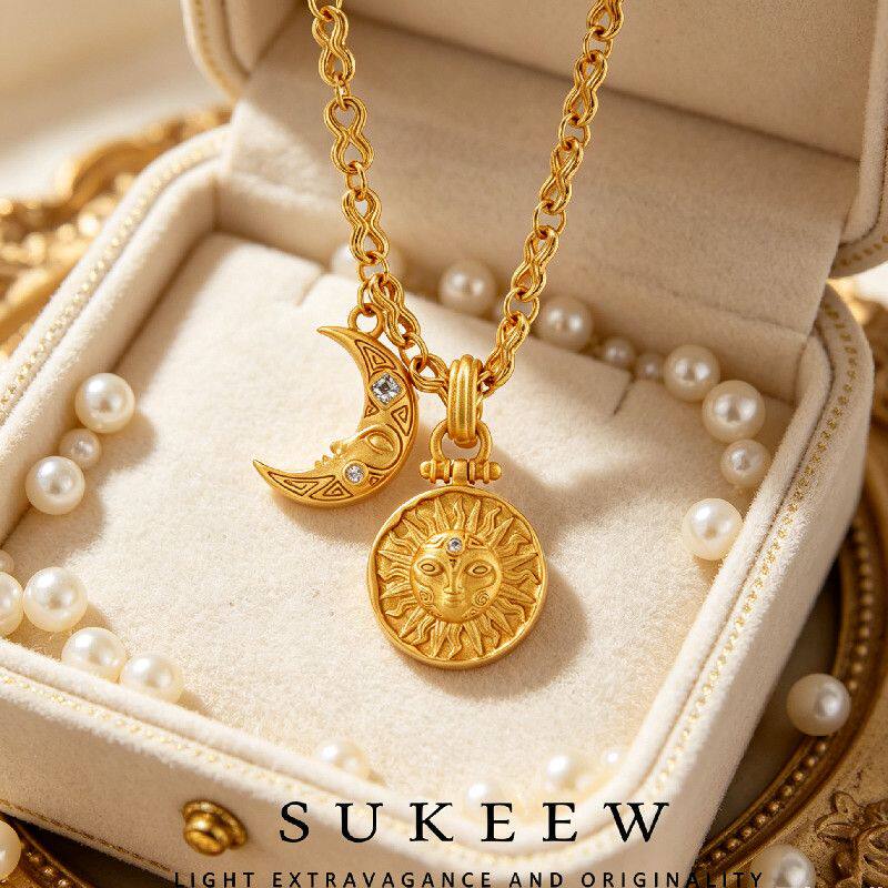 SUKEEW/酥可【日月星辰】法式优雅太阳复古项链246205