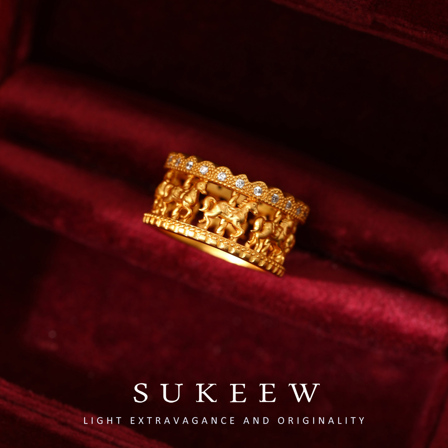 SUKEEW酥可铜合金旋转木马戒指