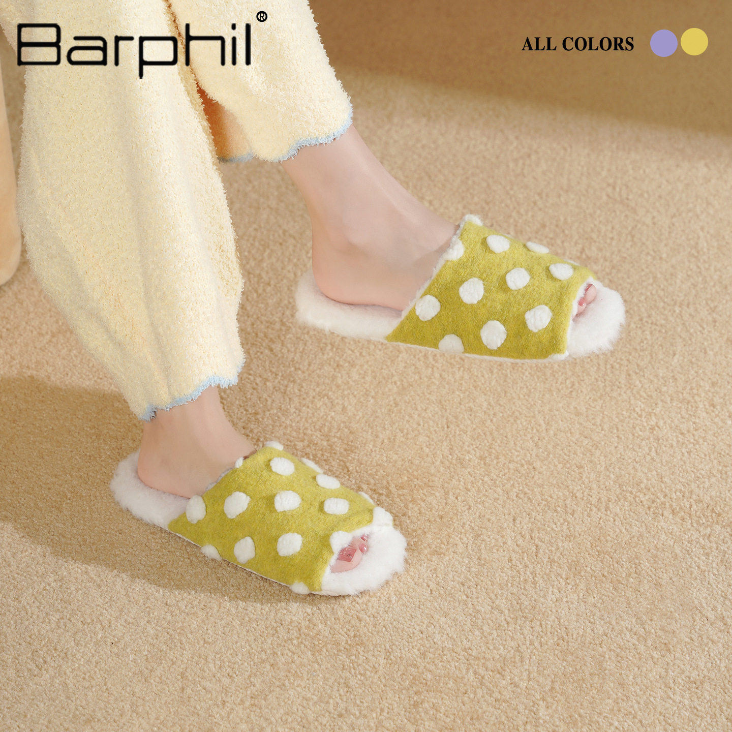 Barphil秋冬拖鞋女防滑室内居家一字拖保暖棉拖百搭棉鞋静音耐磨