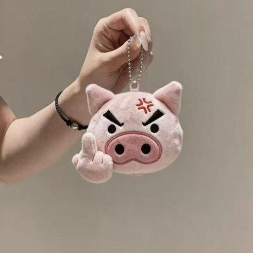超萌左卫门拽猪书包挂件卡通毛绒玩偶公仔包包钥匙扣魔术贴包挂
