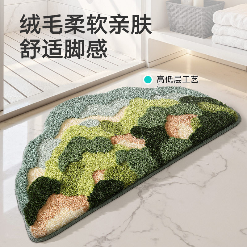浴室防滑地垫异形创意植绒脚垫家居浴缸垫强吸水亲肤地毯异形定制