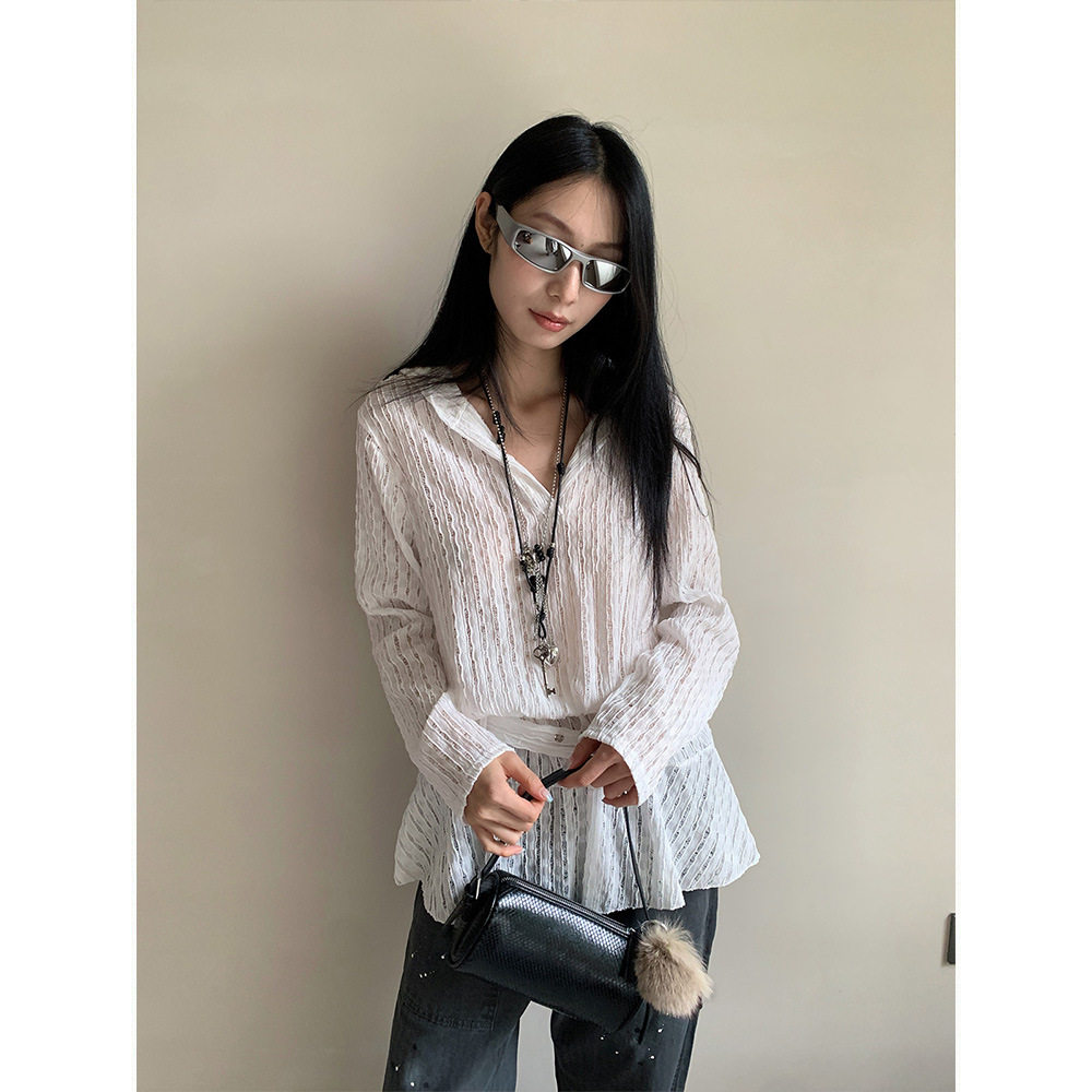 [9hour]肌理镂空连帽针织衫女收腰荷叶百搭慵懒宽松罩衫M5792