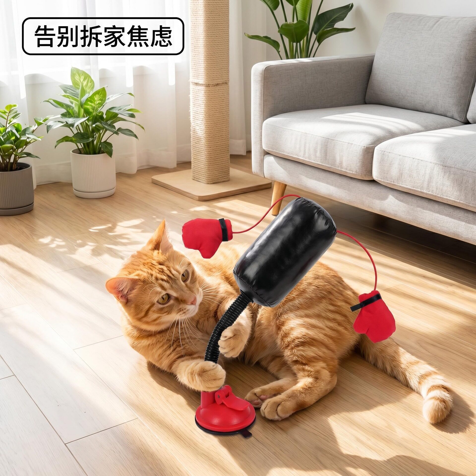 猫咪拳击手套趣味逗猫玩具猫咪自