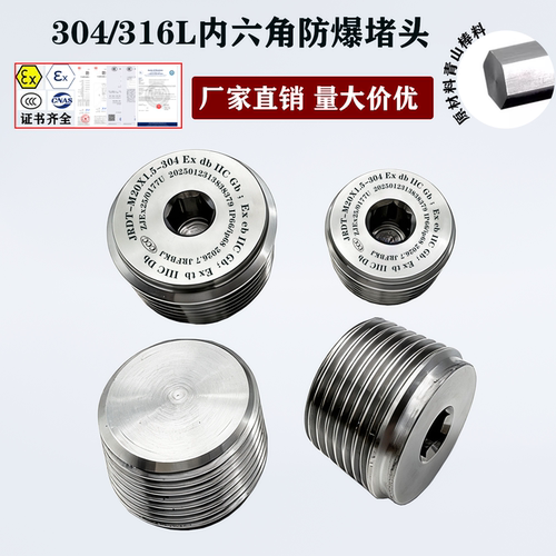 304/316不锈钢内六角防爆堵头
