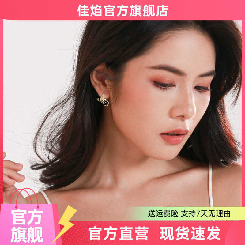 玫瑰花耳夹无耳洞银针小众耳饰