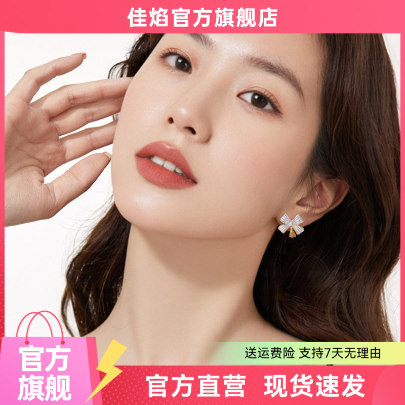 蝴蝶结金色耳夹女高级感耳饰