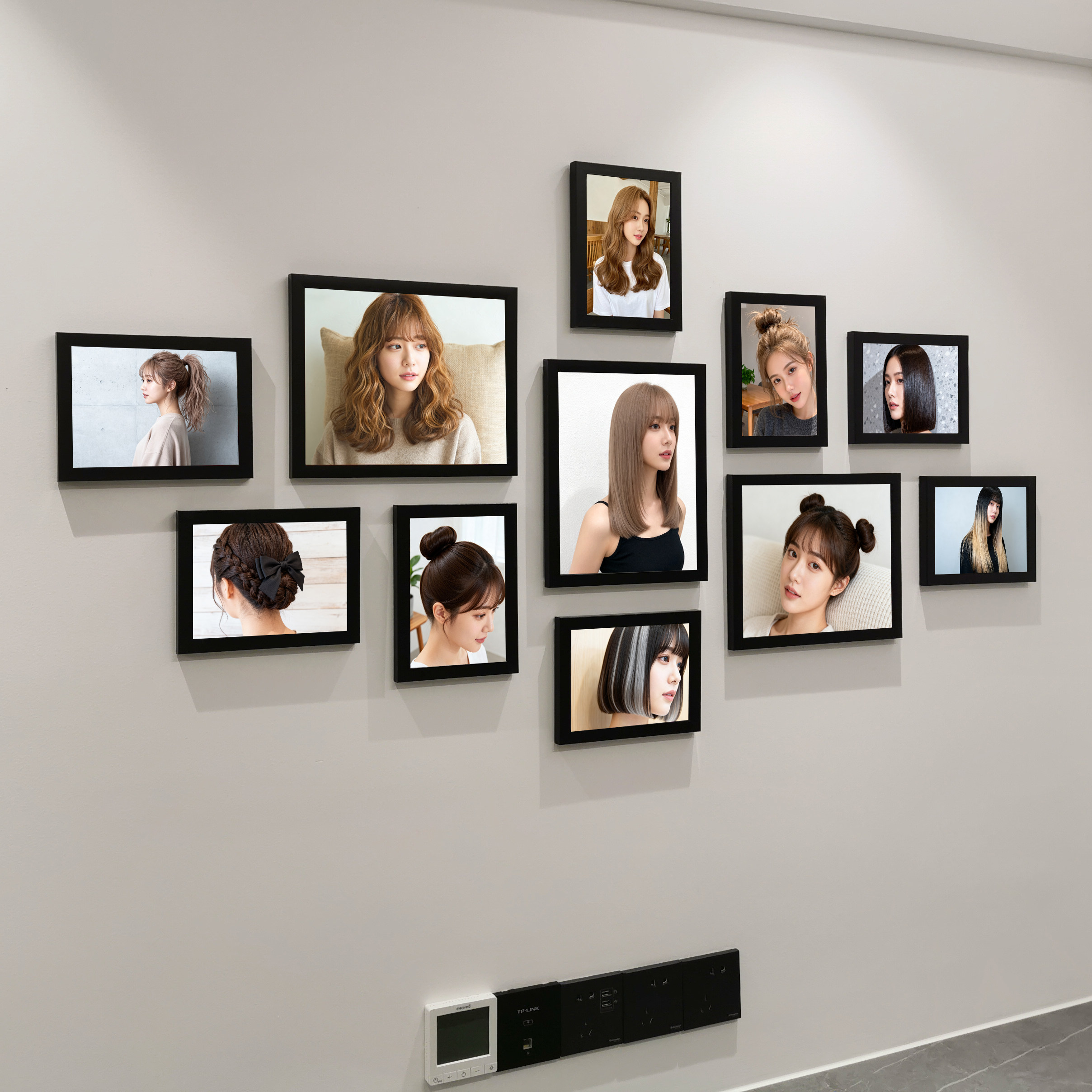 韩式美发相框照片墙挂画展示